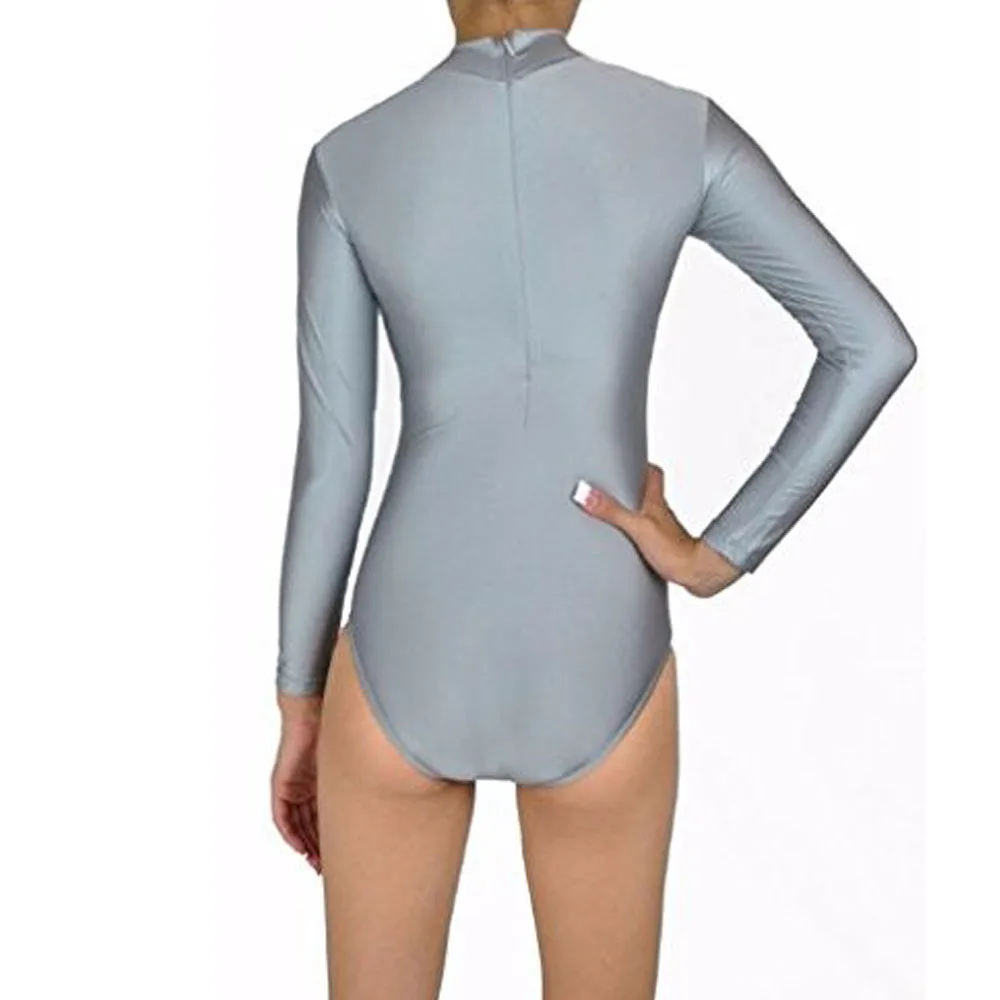 Для женщин Mock Neck с длинным рукавом Купальник для балета, танцев для взрослых Королевский синий эластичное трико комбинезон трико команда основы для девочек