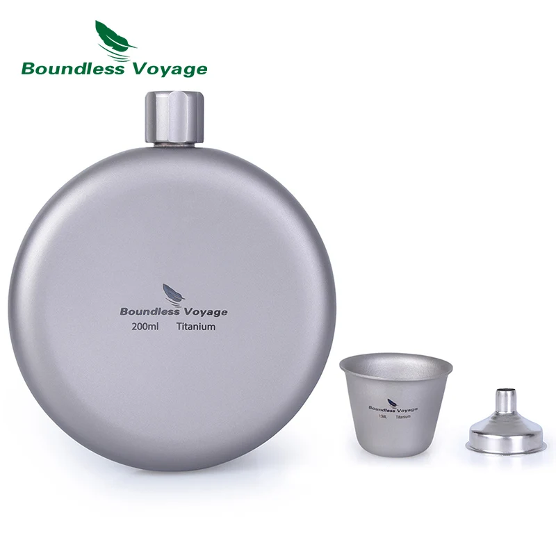 Flask and cup Безграничная Вояж Кемпинг титана бедра колба с воронкой портативный Круглый спортивная бутылка воды Вино Виски Посуда для напитков - Цвет: Flask and cup