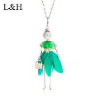 statement feather dress doll necklace handmade floral dancing french girl with handbag collar necklace for women maxi jewelry