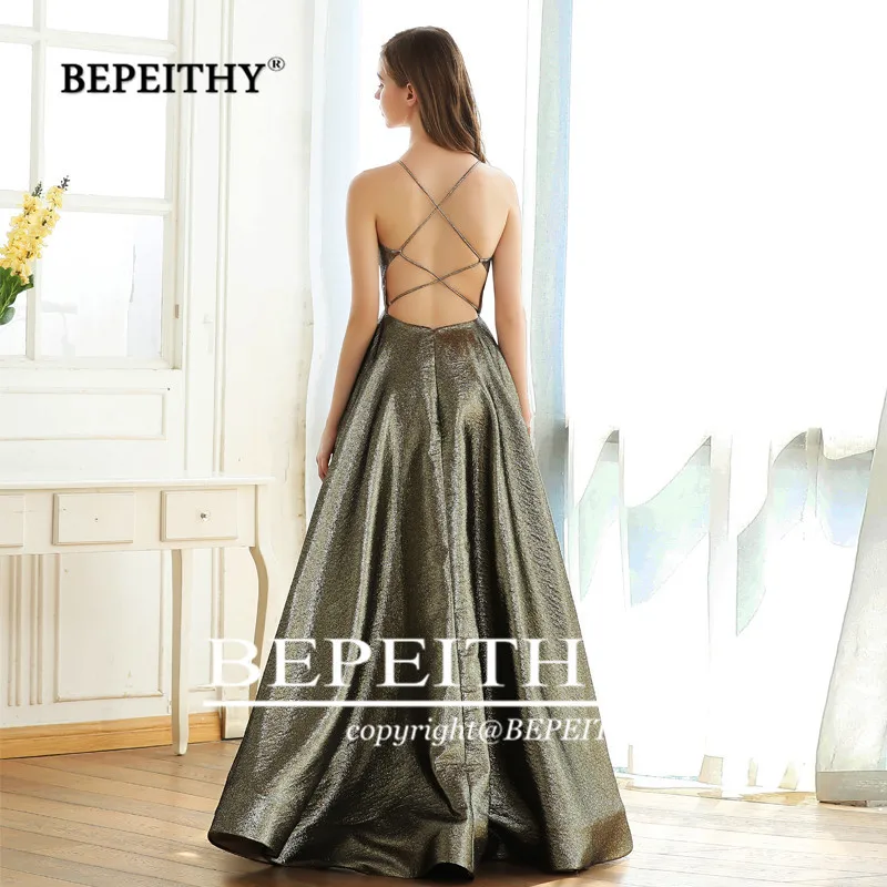 BEPEITHY вечернее платье с v образным вырезом и блестками А силуэта вечерние платья