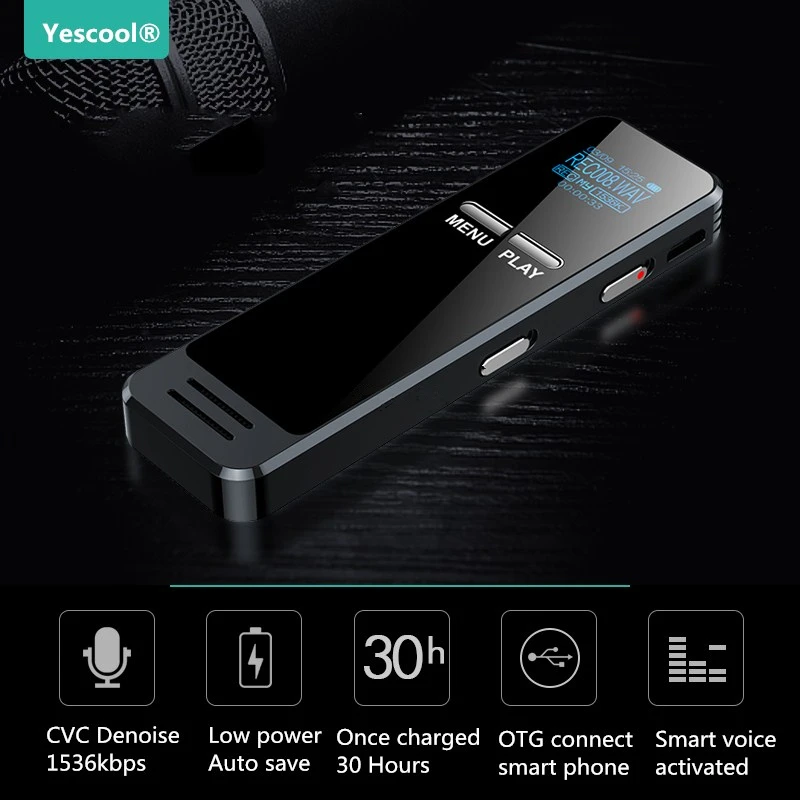 Yescool B9 16 Гб ультра долгое время denoise HD стерео компактный металлический мини