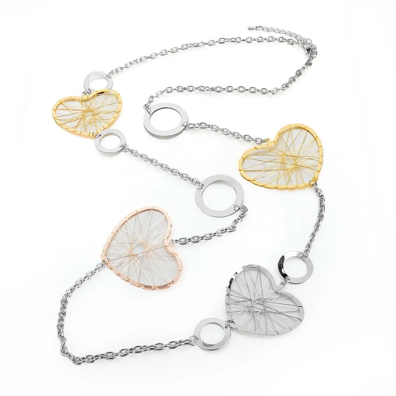 Женское Ожерелье LongWay бижутерия в форме сердца золотое ожерелье-цепочка для