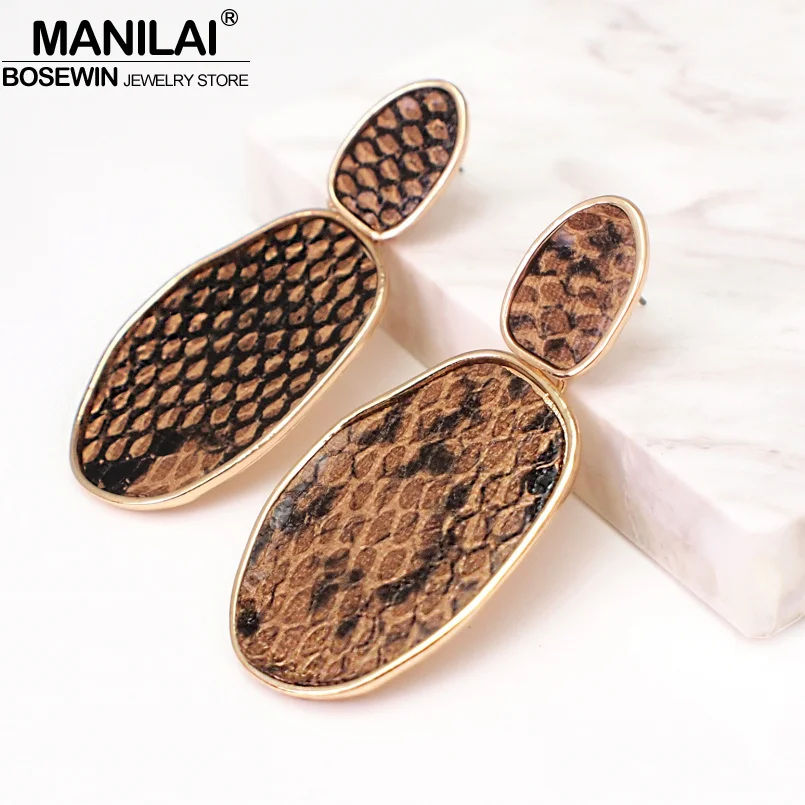 Серьги MANILAI ZA массивные кожаные серьги для женщин винтажные геометрические