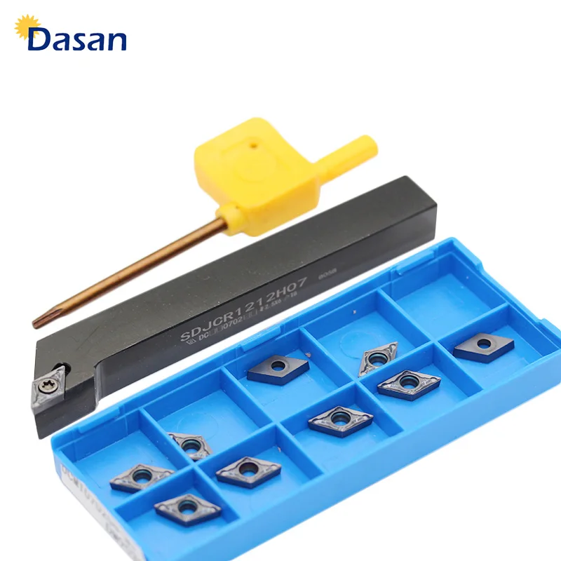 

1PC SDJCR1010H07 SDJCR1212H07 SDJCR1616H07 and DCMT070204 Carbide Inserts CNC Lathe Turning Tool Holder Set