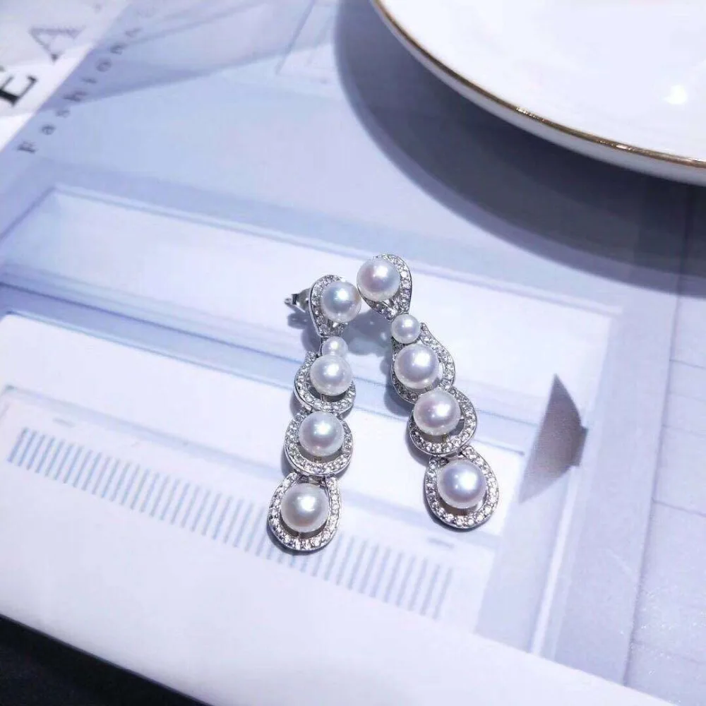 

925 Sterling Silver Pearl Party Earrings Findings and Component Classical Silver Jewelry Parts Fittings Women's Accessories