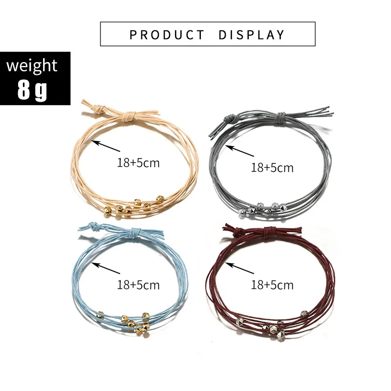 4 Pcs/set Multi-layer Bracelet Set Smaldd Beads Simple Style Weave Chain Bracelets for Women Solid Color Ladies Daily Jewelry | Украшения и