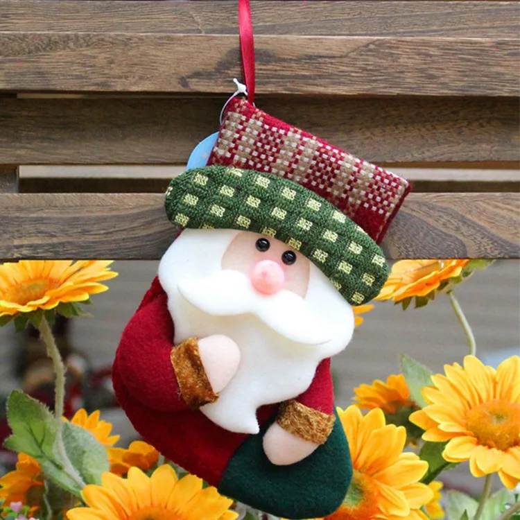 Santa Claus Рождественские чулки с изображением Санта Клауса, лося, снеговика, рождественские украшения для дома, рождественские украшения на елку, подарки на год - Цвет: Santa Claus