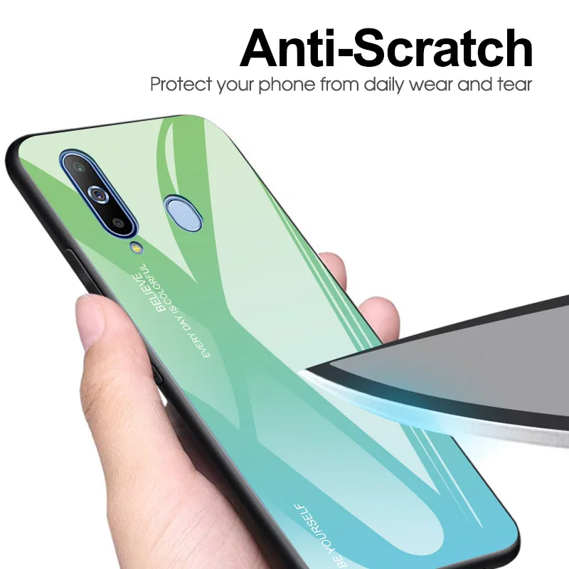 Чехол для Samsung A9 Pro 2019 силиконовая задняя крышка из закаленного стекла чехол