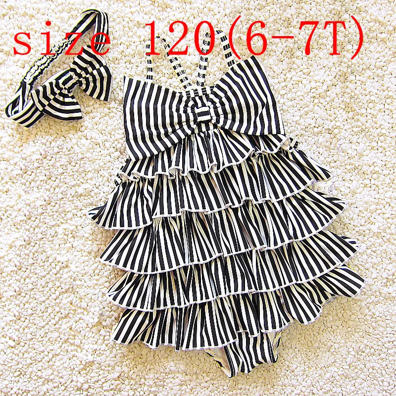 black 120 Dollplus/детская одежда для плавания для девочек, цельный модный пляжный купальник в полоску, купальный костюм, детские купальники - Цвет: black 120