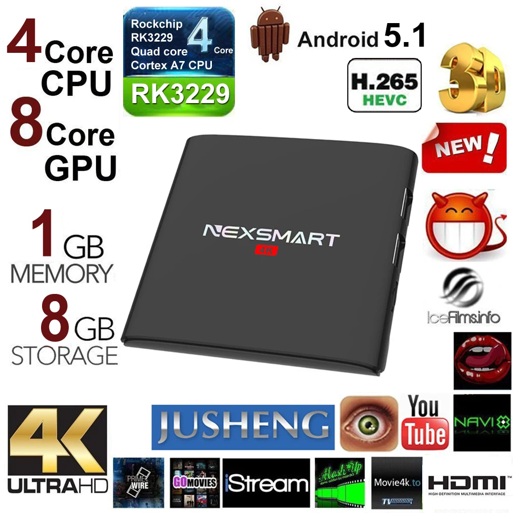 Nexsmart D32 Android Smart ТВ коробка RK3299 Quad-core 5 1 Декодер каналов кабельного телевидения г/8 г