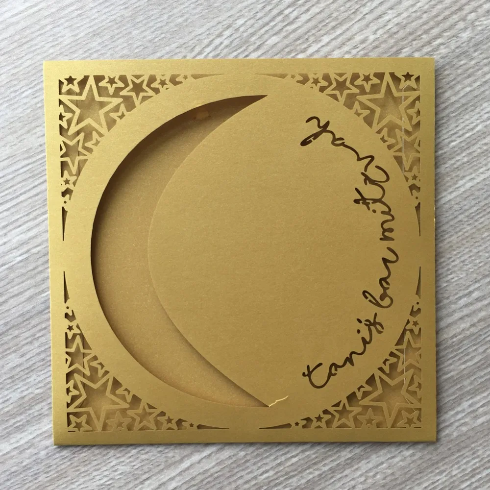 

35pcs/lot Luxury Ramadan Moon laser Cut Wedding Engagement Anniversary Brithday Bless Greeting Grand Event Universal Festival