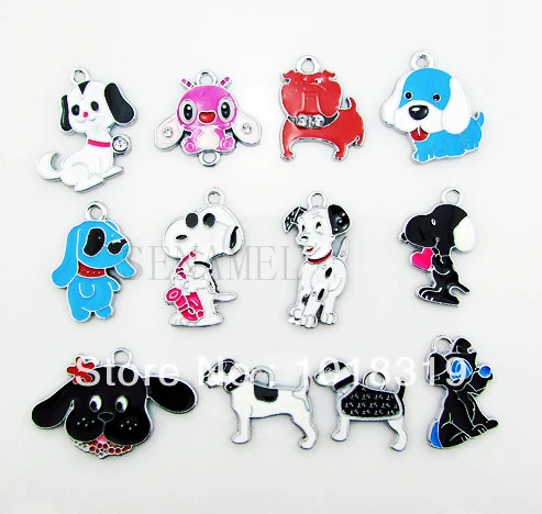 GHDF! 100 шт./лот эмалевые Смешанные Подвески для собак брелока|charm for key|dog charmscharm charm |