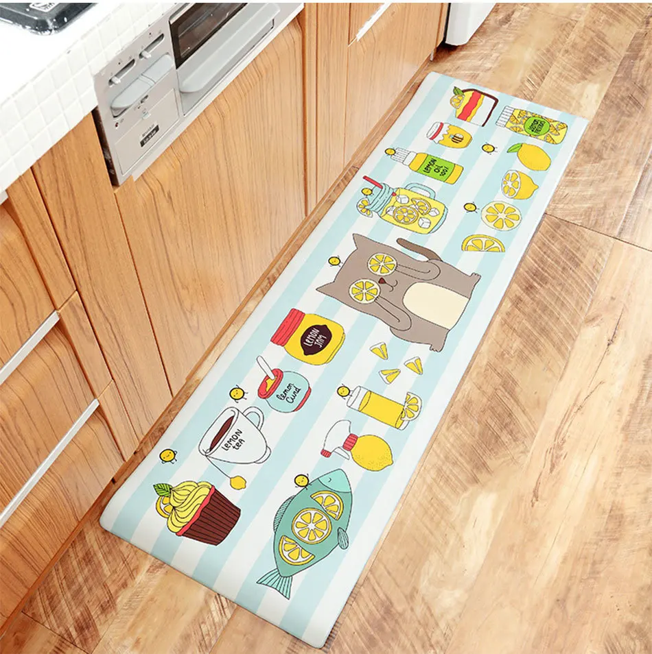 RFWCAK Kitchen Carpets PVC Leather Floor Mats Floor Carpets Doormats Waterproof Oilproof Tapete Kitchen Rugs Door Mat Home Decor