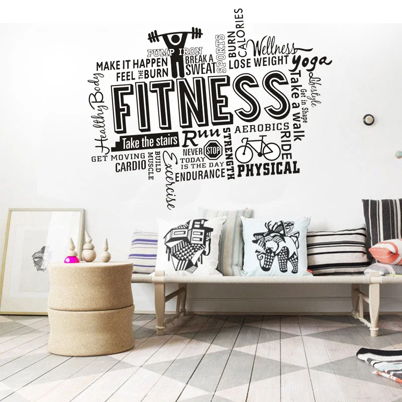 Фитнес Настенная Наклейка в тренажерный зал виниловые наклейки на стены Стикеры