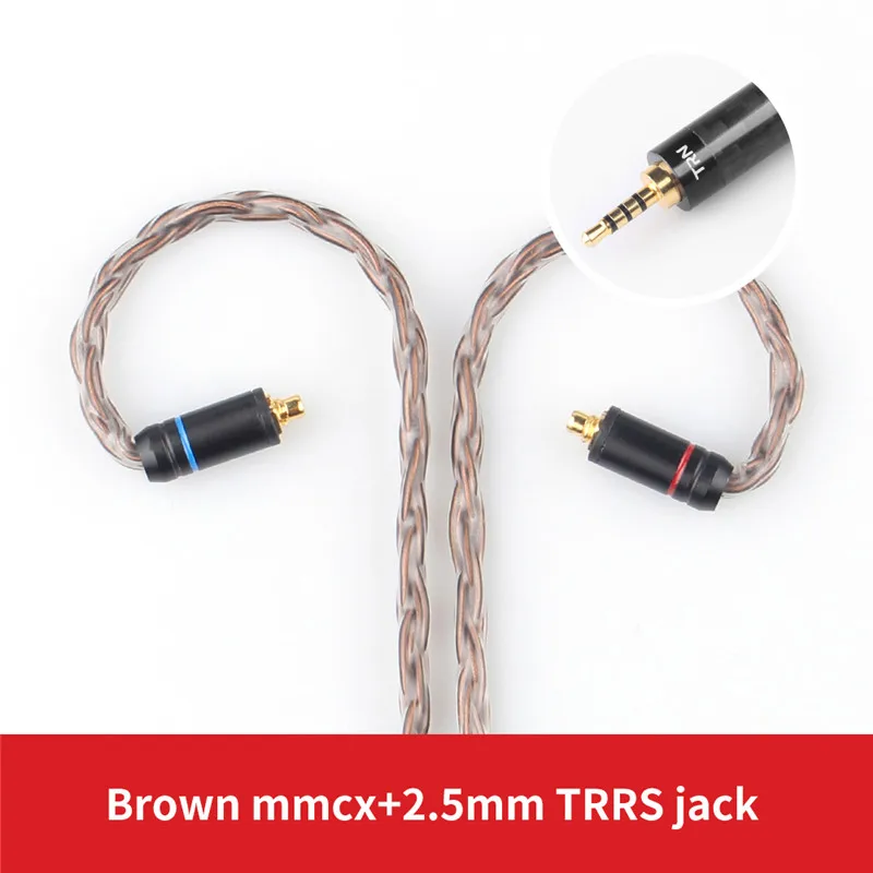 Brown mmcx 2.5mm Лампа указателя 16 Core с серебряным покрытием 2,5/3,5/4,4 мм балансный кабель для 0,75 0,78 2pin/разъемом mmcx обновления Hifi кабель для лампа указателя V80/плотным верхним ворсом KZ/TFZ - Цвет: Brown mmcx 2.5mm