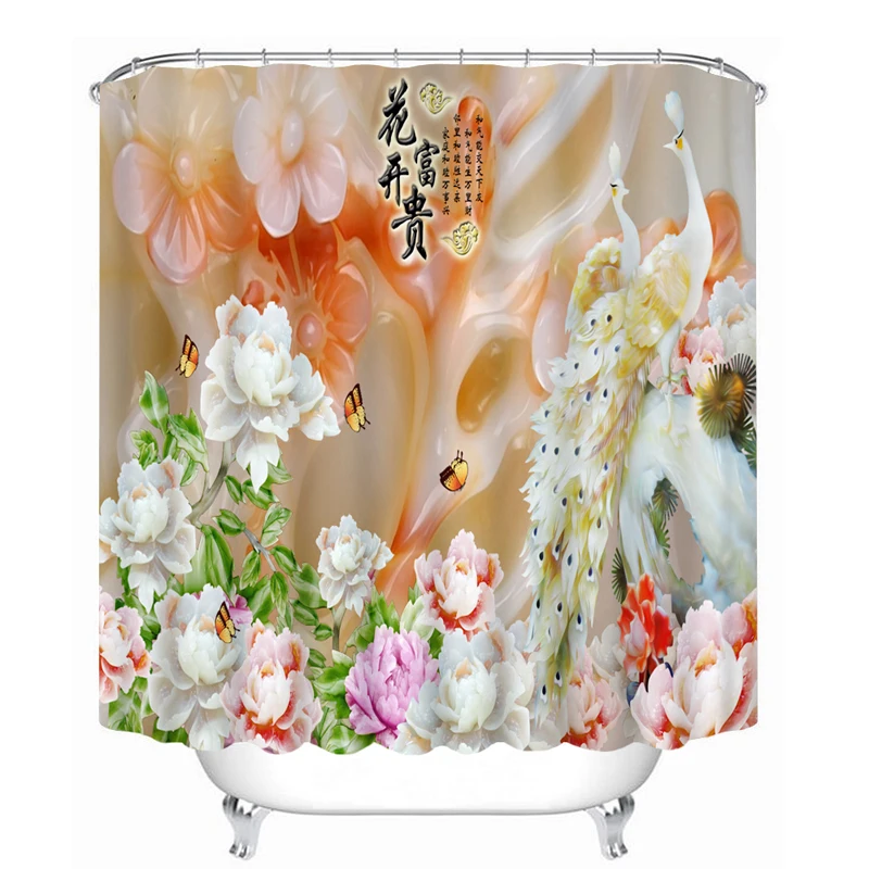 3D насыщенный нефритовый Павлин узор занавески для душа красивая природа