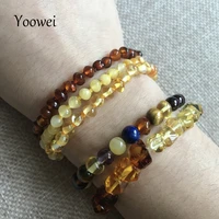 yoowei natural amber braceletanklet for gift women amber bracelet baltic 4mm small beads baby teething custom jewelry wholesale
