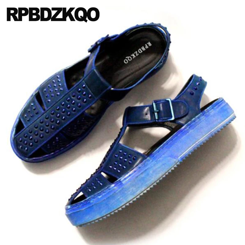 шпилька на платформе роскошь зеленый Настоящая кожа синий Римский сандалии