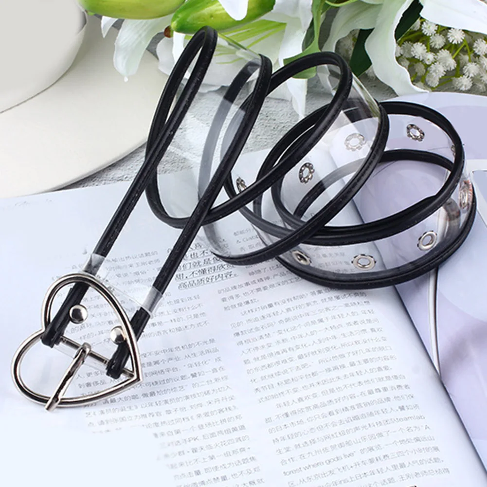 Женский ремень с металлической пряжкой прозрачный пояс сердечком и кольцом на