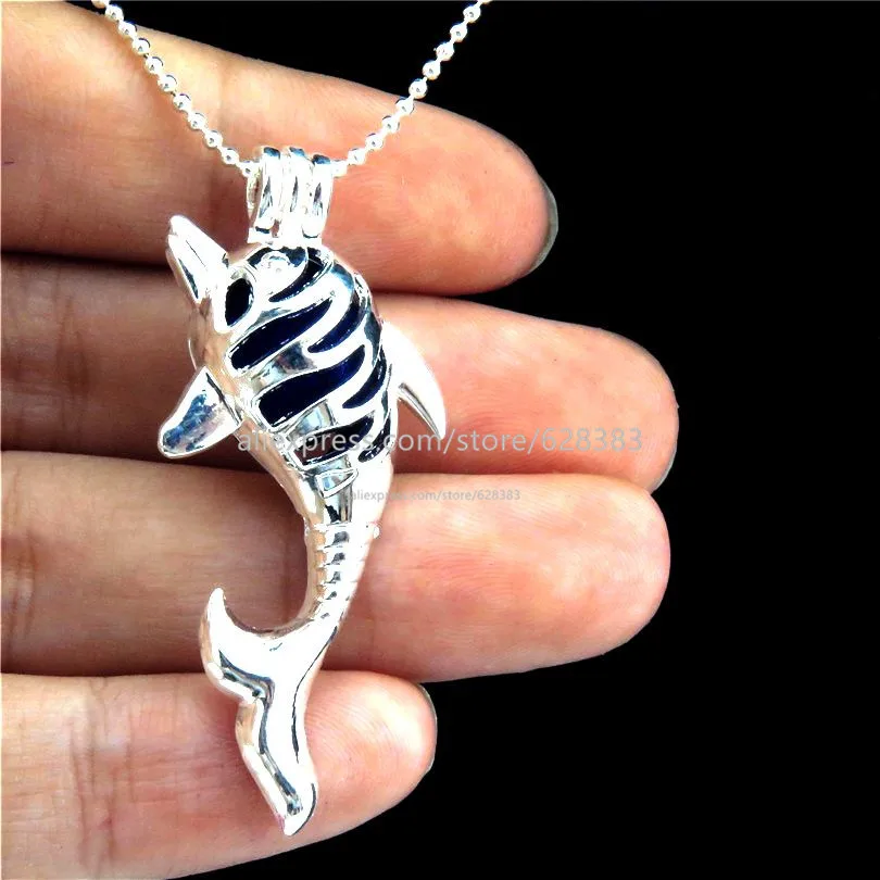 Glowcat L111 Мода Дельфин медальон Цепочки и ожерелья Бусины жемчужина клетка