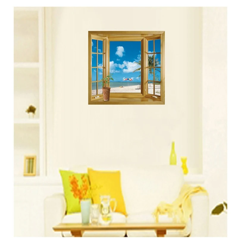 Бесплатная доставка новое поступление 3D окно пейзаж красивый вид на море пляж