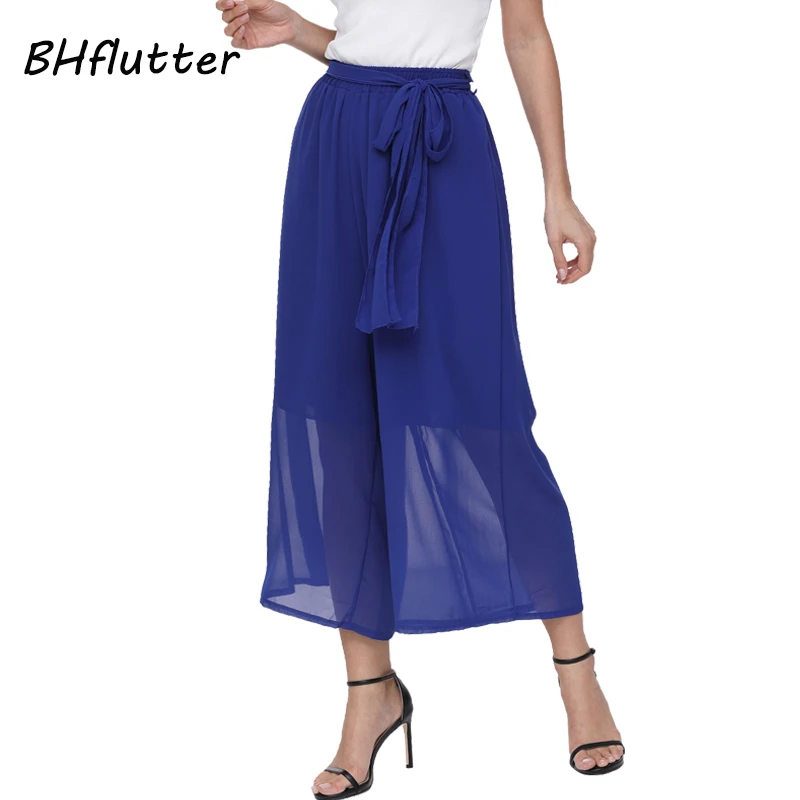 BHflutter 2018 женские брюки Капри с эластичной резинкой на талии повседневные широкие