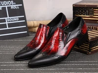 italian red black fashion men shoes luxury brand metallic handmade formal punk shoes mens loafers dress wedding shoes