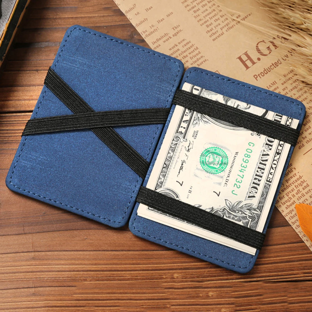 

2022 Mens Fashion Faux Leather Magic Credit Card Id Money Clip Slim Wallet Card Holder Carteira 9IHR