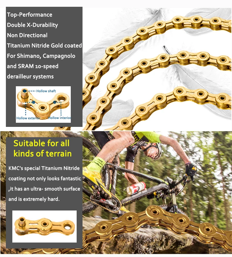 KMC X8 X9 X9sl X10 X10sl X11SL велосипедная цепь 9S 10S 11S золото для MTB/шоссейного велосипеда для Shimano/SRAM 8 9 10 11 скорость 116л/цепной велосипед