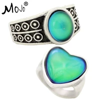 2pcs antique silver plated color changing mood rings changing color temperature emotion feeling rings set for womenmen 007 056