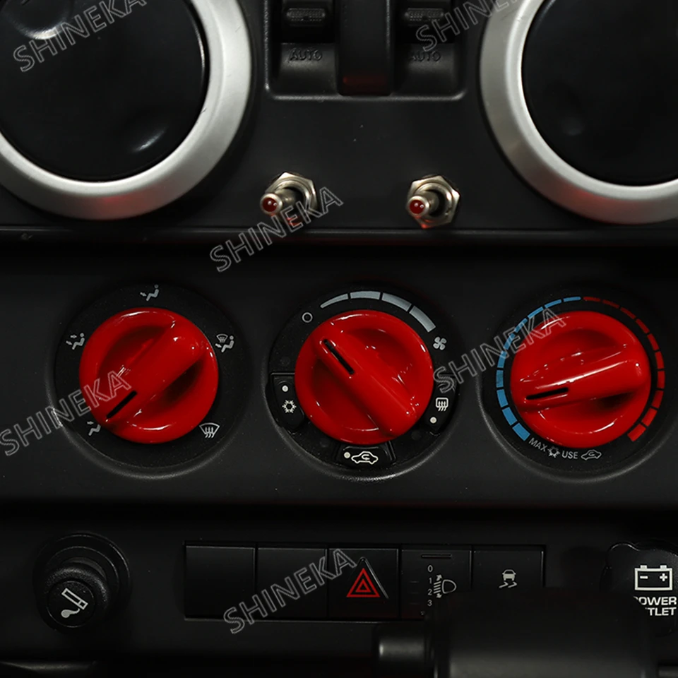 SHINEKA молдинги для интерьера Jeep Wrangler JK 2007-2010 ABS Автомобильная декоративная рамка для Центральной приборной панели Кнопка фиксатора декоративные наклейки