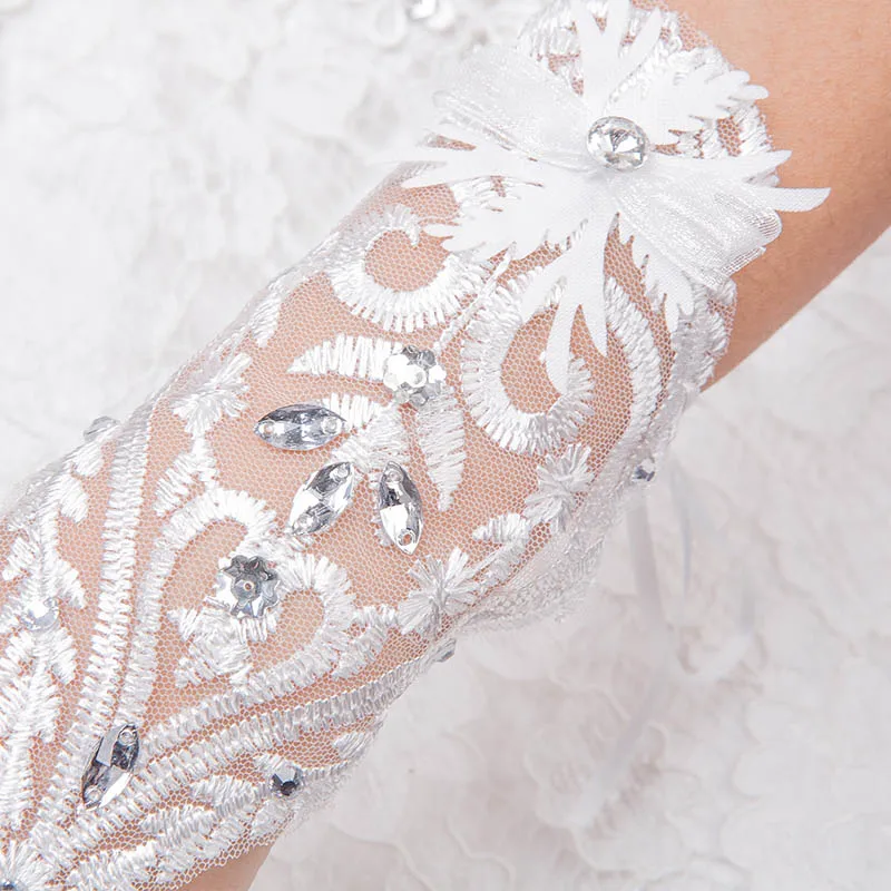 1 пара белые длинные кружевные свадебные перчатки без пальцев свадебное платье