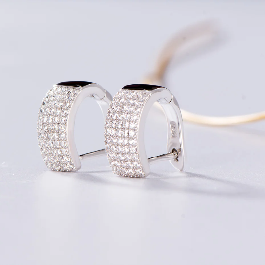 Женские серьги кольца с цирконием kuoolit однотонные свадебные из стерлингового