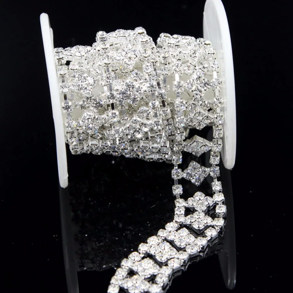 1 ярд серебро пришить горный хрусталь отделка простой кристалл обрезки для