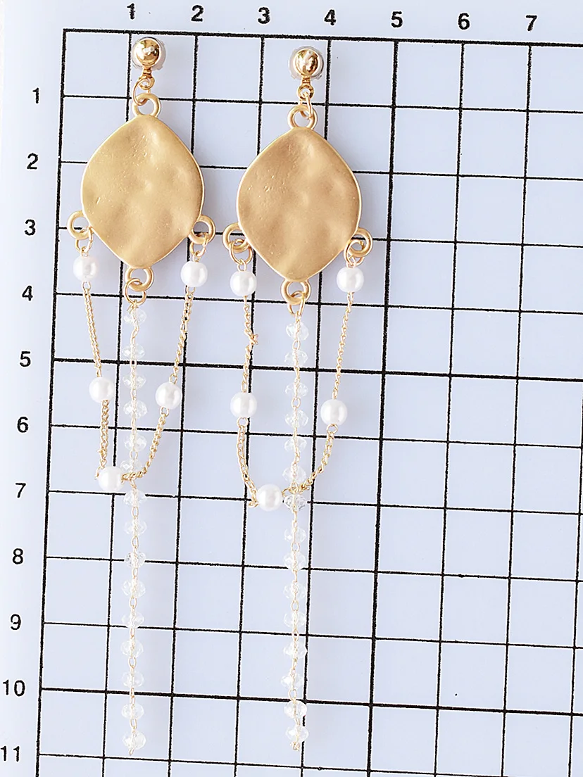 Fashion Tassel Long Drop Earrings Pearl Irregular Pattern Matte Gold For Girl Gift Party | Украшения и аксессуары