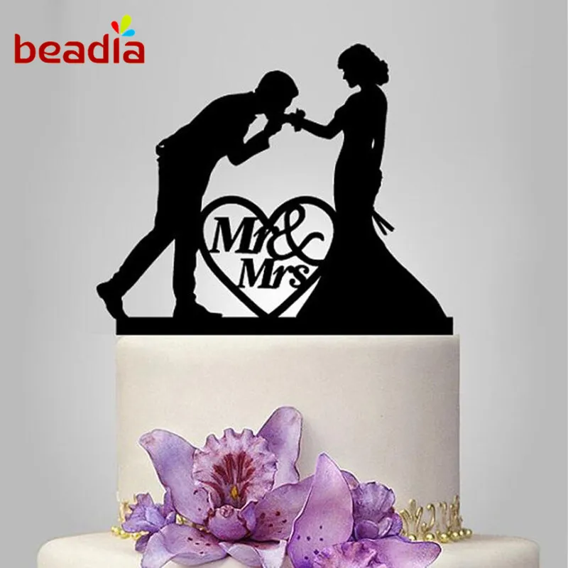 Лидер продаж черный акриловый топ для торта Mr Mrs Love романтичный свадьбы украшения