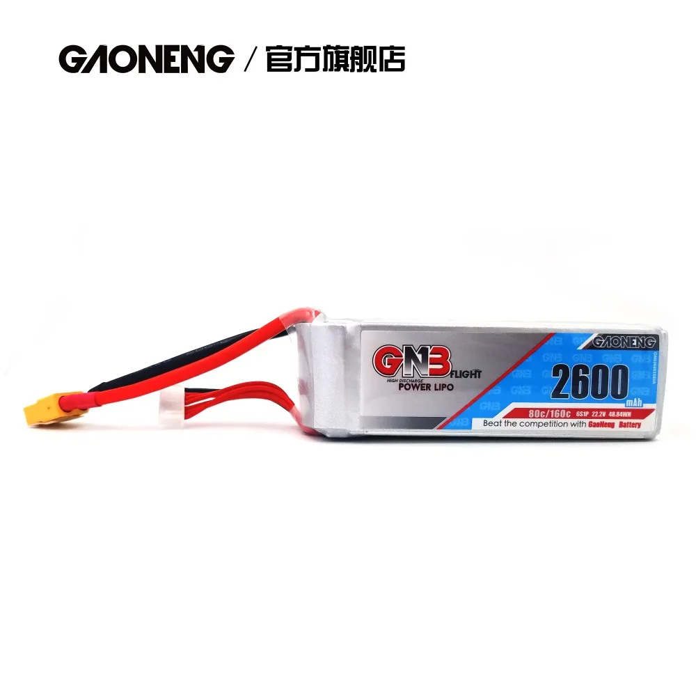 Аккумулятор Gaoneng GNB 2600 мАч 6S1P 22 2 в 800C/160C Lipo с разъемом XT60 для FPV дрона квадрокоптера