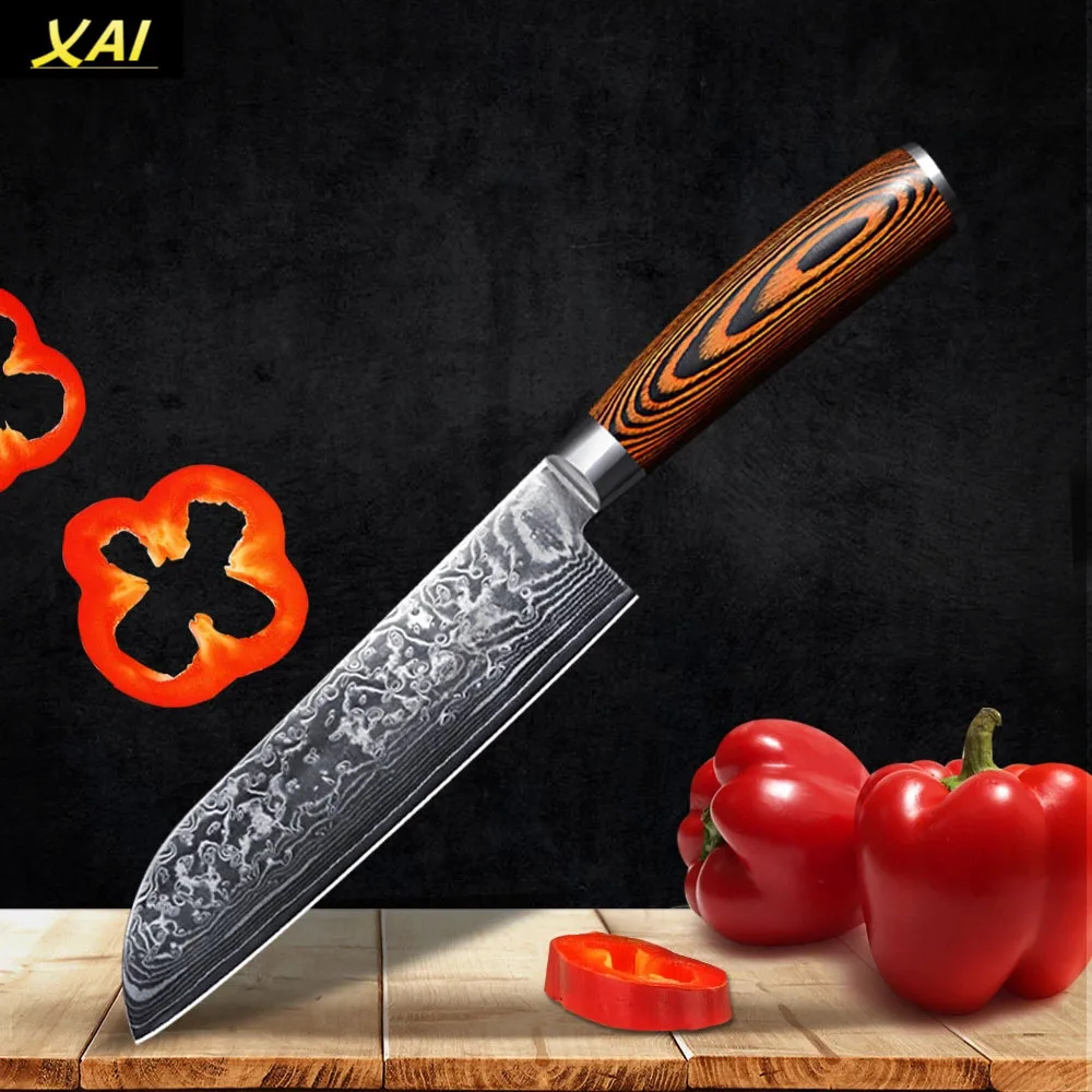 kitchen japanese knife 7 inch Damascus Sande VG10 cuisine couteau de cleaver sushi fruit cooking | Дом и сад
