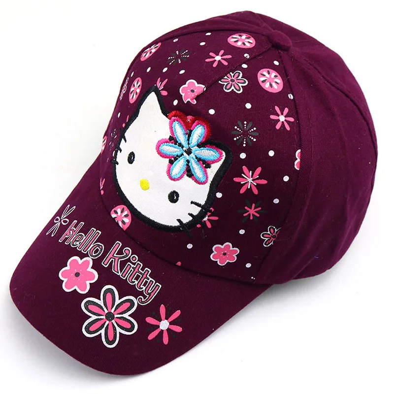 A Hello kitty/летние шапки принцессы для маленьких девочек, для маленьких мальчиков и девочек, коллекция года, Детская кепка с рисунком hello kitty, милая бейсболка для улицы - Цвет: A