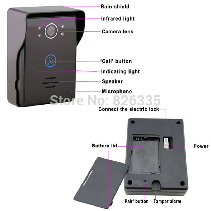 Главная Безопасность Беспроводной Дверной Звонок Цифровой 2.4 Г 7 дюймов