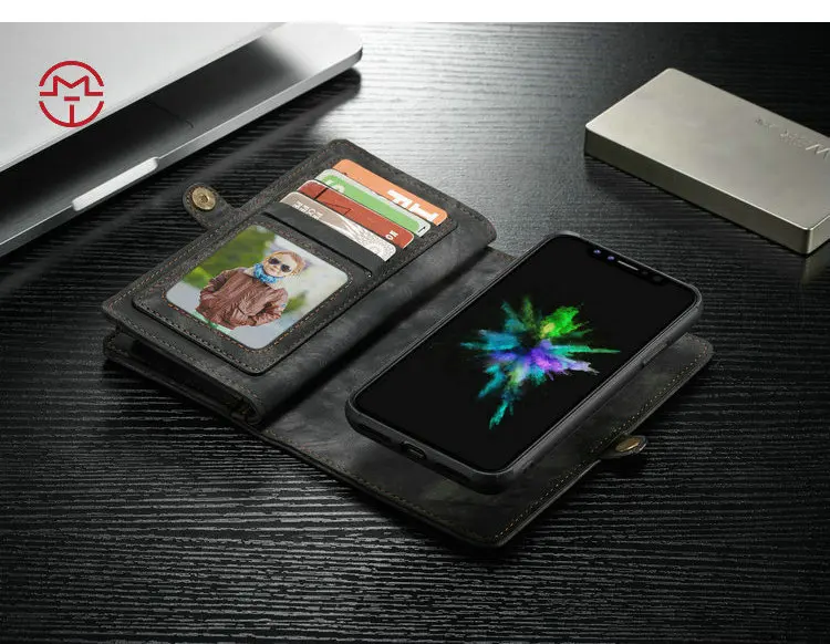 Caseme PU кожаный чехол-кошелек для IPhone X Xr XsMax многофункциональный съемный магнитный Телефон чехол для iPhone 6 6s 7 8 plus кошелек