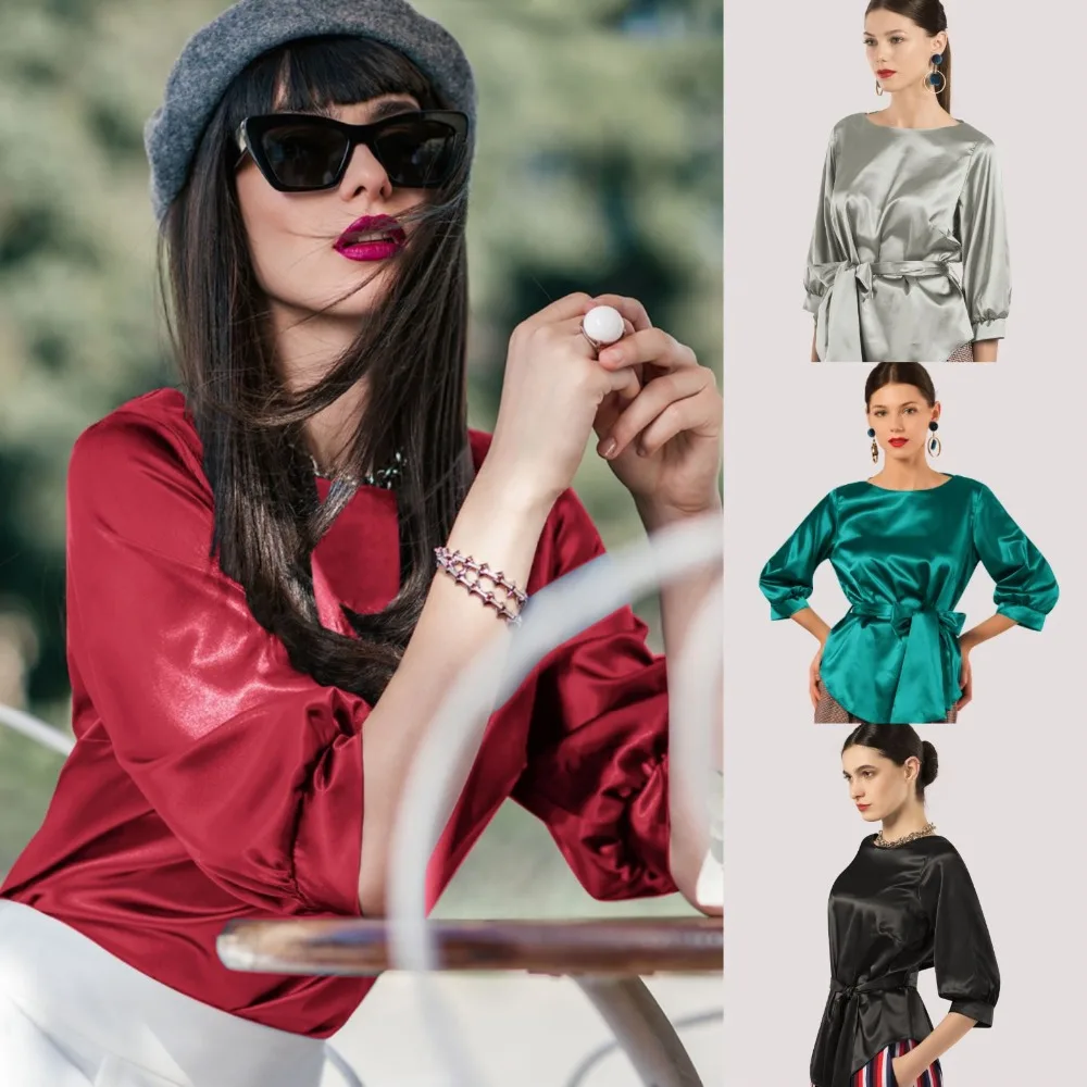 Женское летнее сатиновое платье с коротким рукавом и поясом однотонное уличное