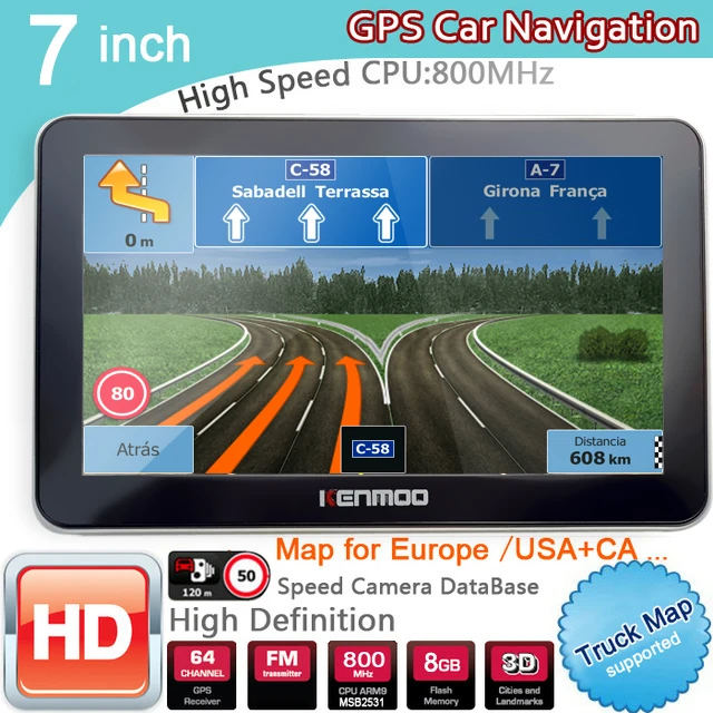 Портативный навигатор HD с GPS 7 дюймов 2020 карт для Европы России автомобиля