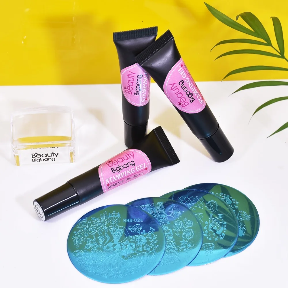 Гель-лак для штамповки Beautybigbang, 8 мл, красно-белое верхнее покрытие для ногтей, художественная штамповочная пластина, УФ-Гель-лак, впитывающий лак, полигель