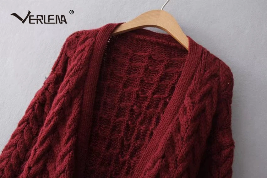 Verlena 2019 длинный кардиган на шнурке женский вязаный Свитер оверсайз с карманами