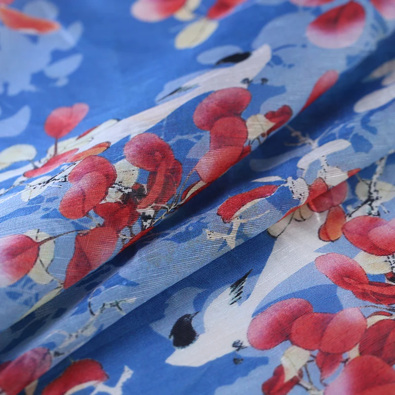 Шелковое льняное платье с цифровой печатью cheongsam китайская шелковая ткань