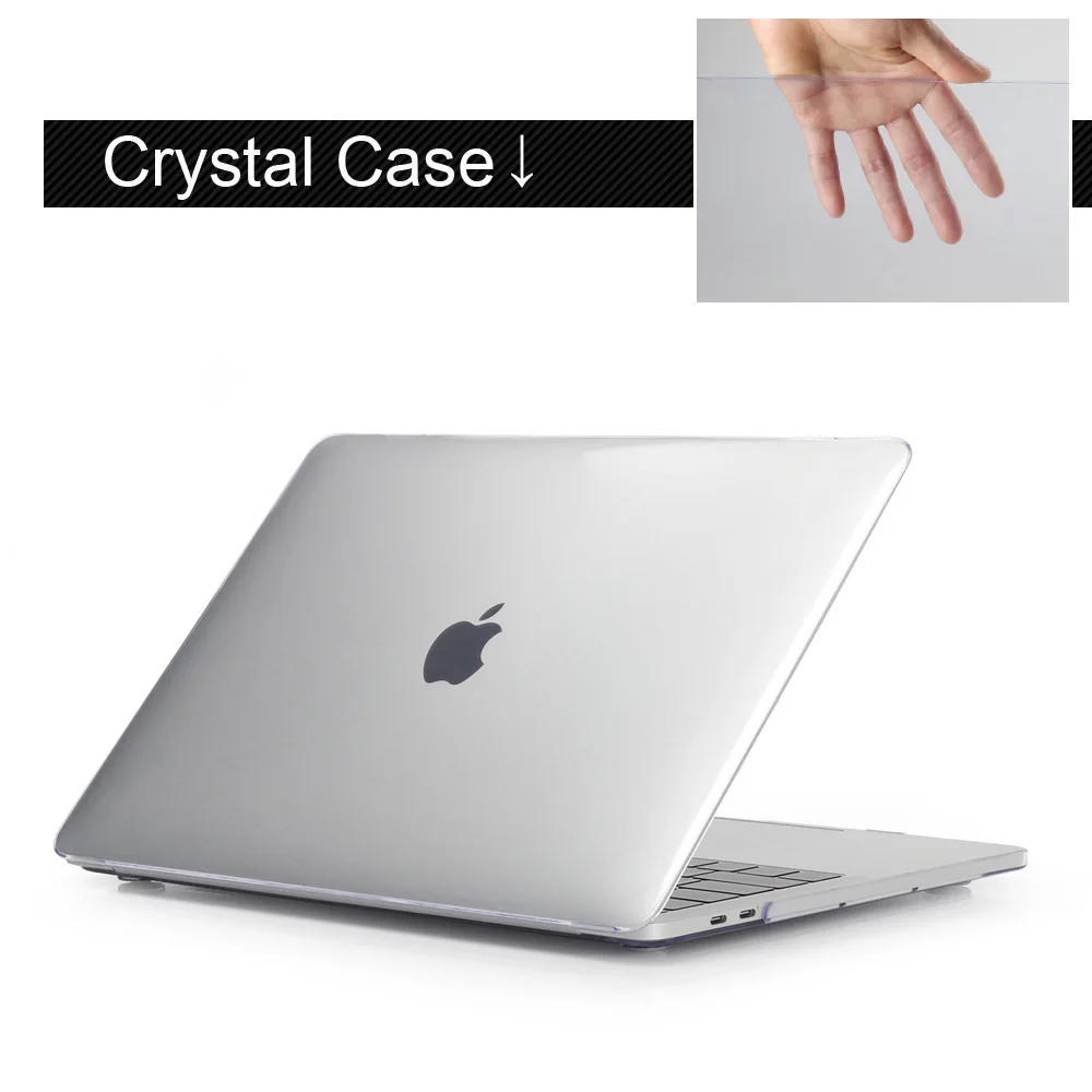 Crystal Transparent Цветной чехол для ноутбука Apple MacBook Air Pro retina 11 12 13 15 дюймов для нового pro 16 с сенсорной панелью+ чехол для клавиатуры - Цвет: Crystal Transparent