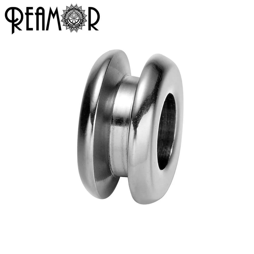 Steel color REAMOR Цвет: черный, синий металлический шарик 316l нержавеющая сталь мм 6 мм большое отверстие Круглый Европейский очаровательный фиксатор бусин для ювелирных изделий - Цвет: Steel color