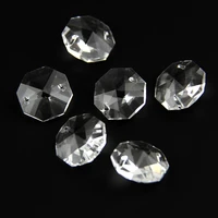 k9 crystal glass 14mm 50pcs 1 hole2 holes clear color octagon beads for chandelier garlands prism parts