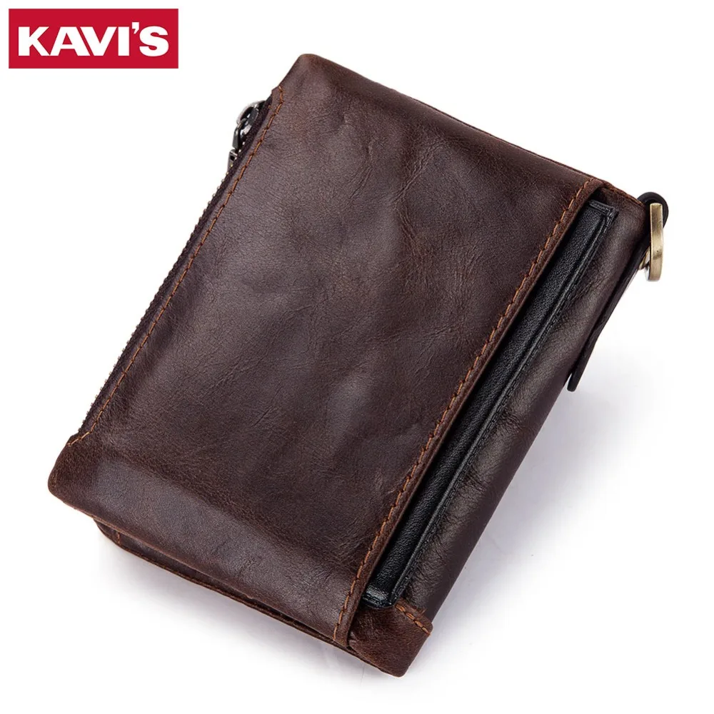 KAVIS Rfid мужской кошелек из натуральной яловой кожи, кошелек для монет, мужской портфель Cuzdan, мужской кошелек, маленький мини кошелек с карманом, модный
